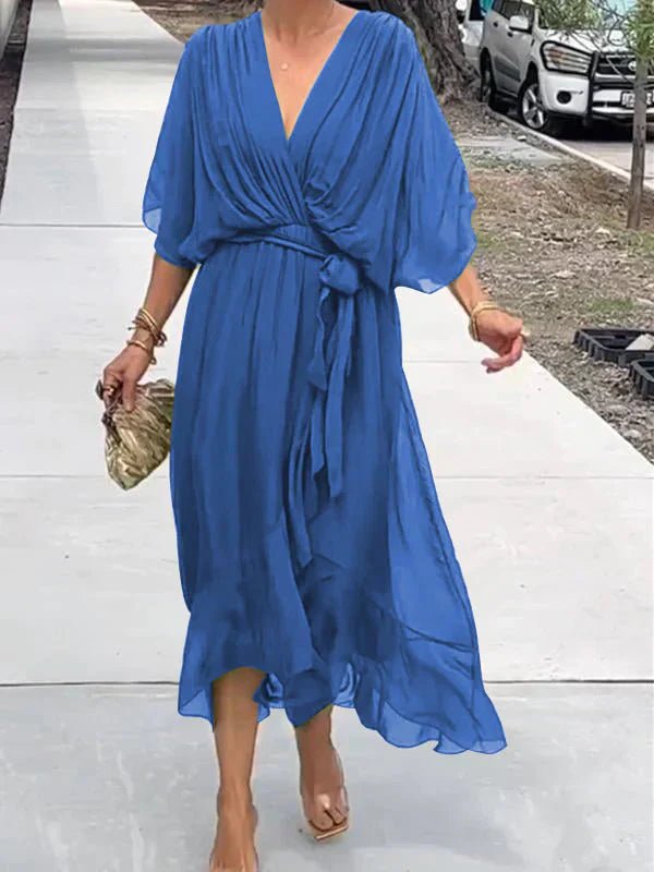 Robe Longue Élégante à Décolleté en V pour Femmes - Marie Montel
