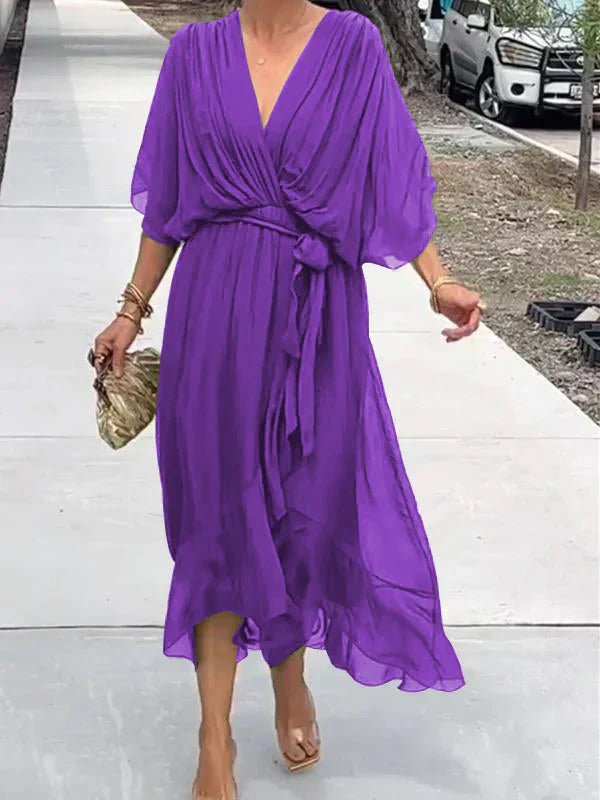 Robe Longue Élégante à Décolleté en V pour Femmes - Marie Montel