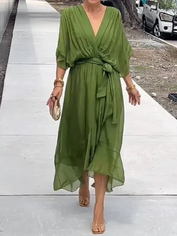 Robe Longue Élégante à Décolleté en V pour Femmes - Marie Montel
