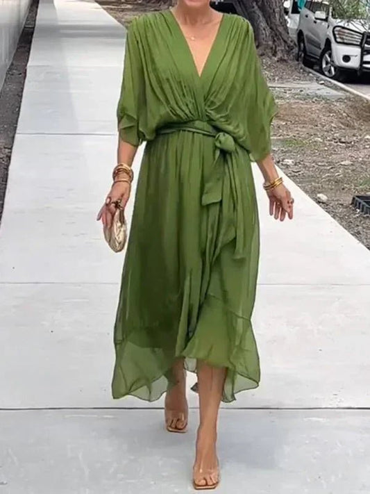 Robe Longue Élégante à Décolleté en V pour Femmes - Marie Montel