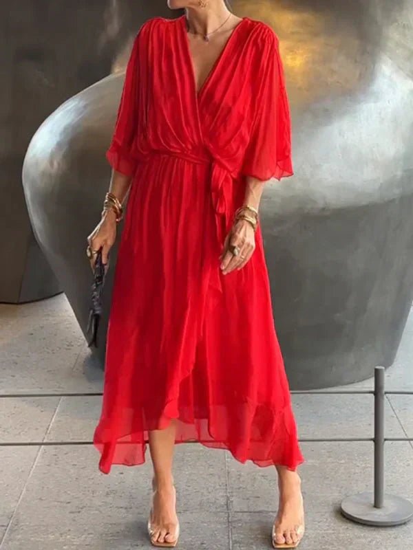 Robe Longue Élégante à Décolleté en V pour Femmes - Marie Montel