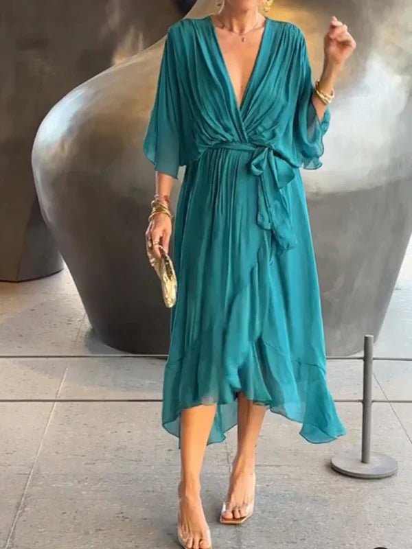 Robe Longue Élégante à Décolleté en V pour Femmes - Marie Montel