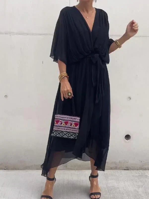 Robe Longue Élégante à Décolleté en V pour Femmes - Marie Montel