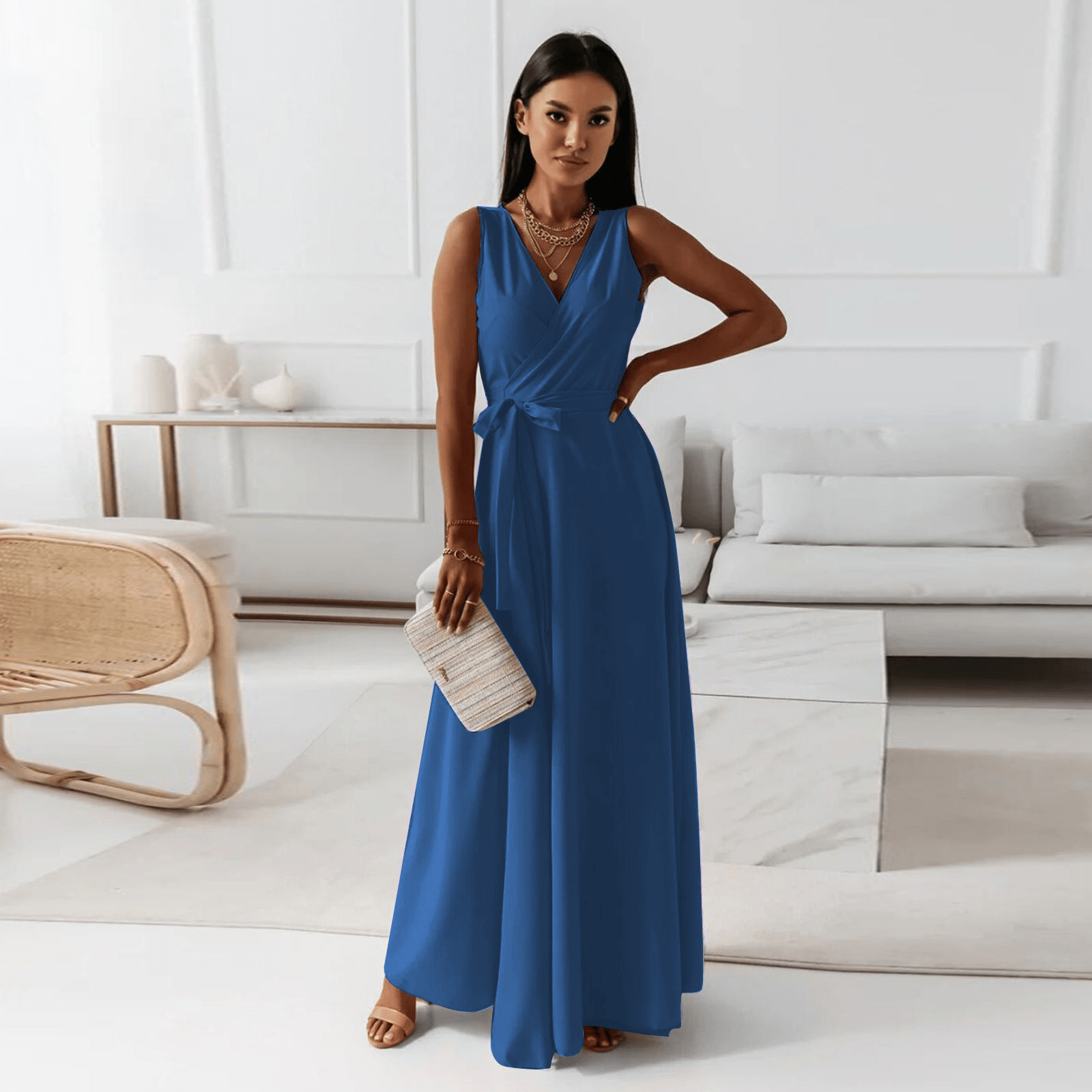 Robe Longue Élegante à Décolleté en V pour Femmes - Marie Montel