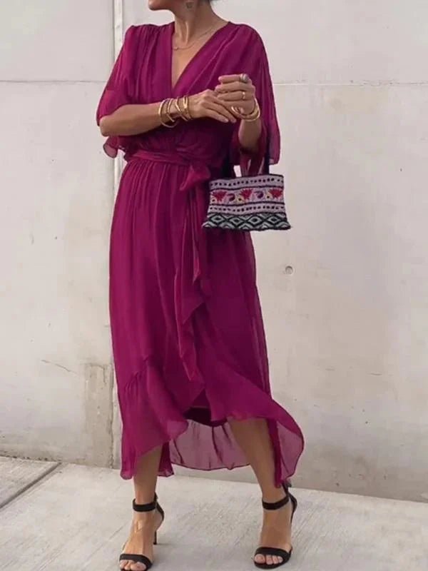 Robe Longue Élégante à Décolleté en V pour Femmes - Marie Montel