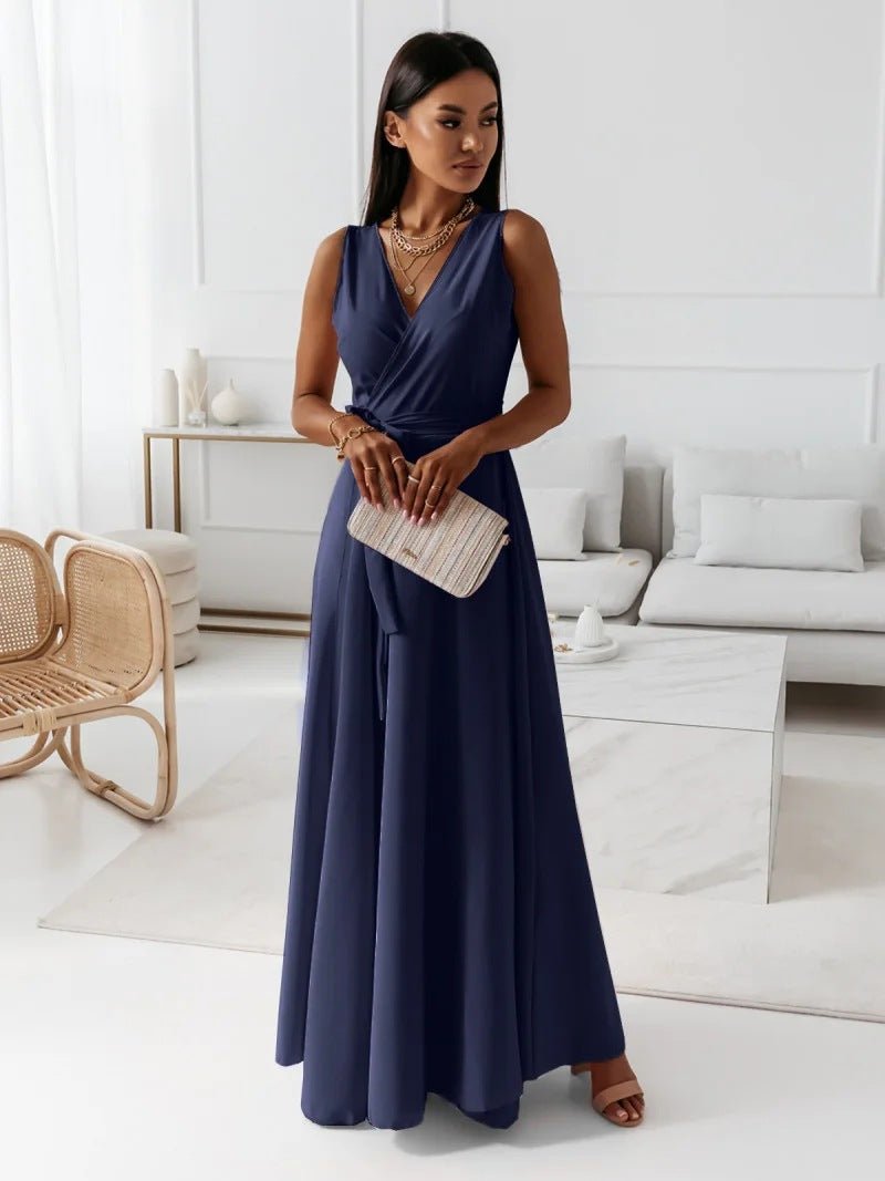 Robe Longue Élegante à Décolleté en V pour Femmes - Marie Montel