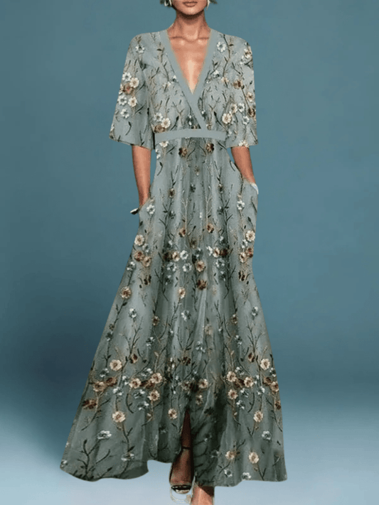 Robe Longue Élégante à Imprimé Floral pour Femmes - Marie Montel