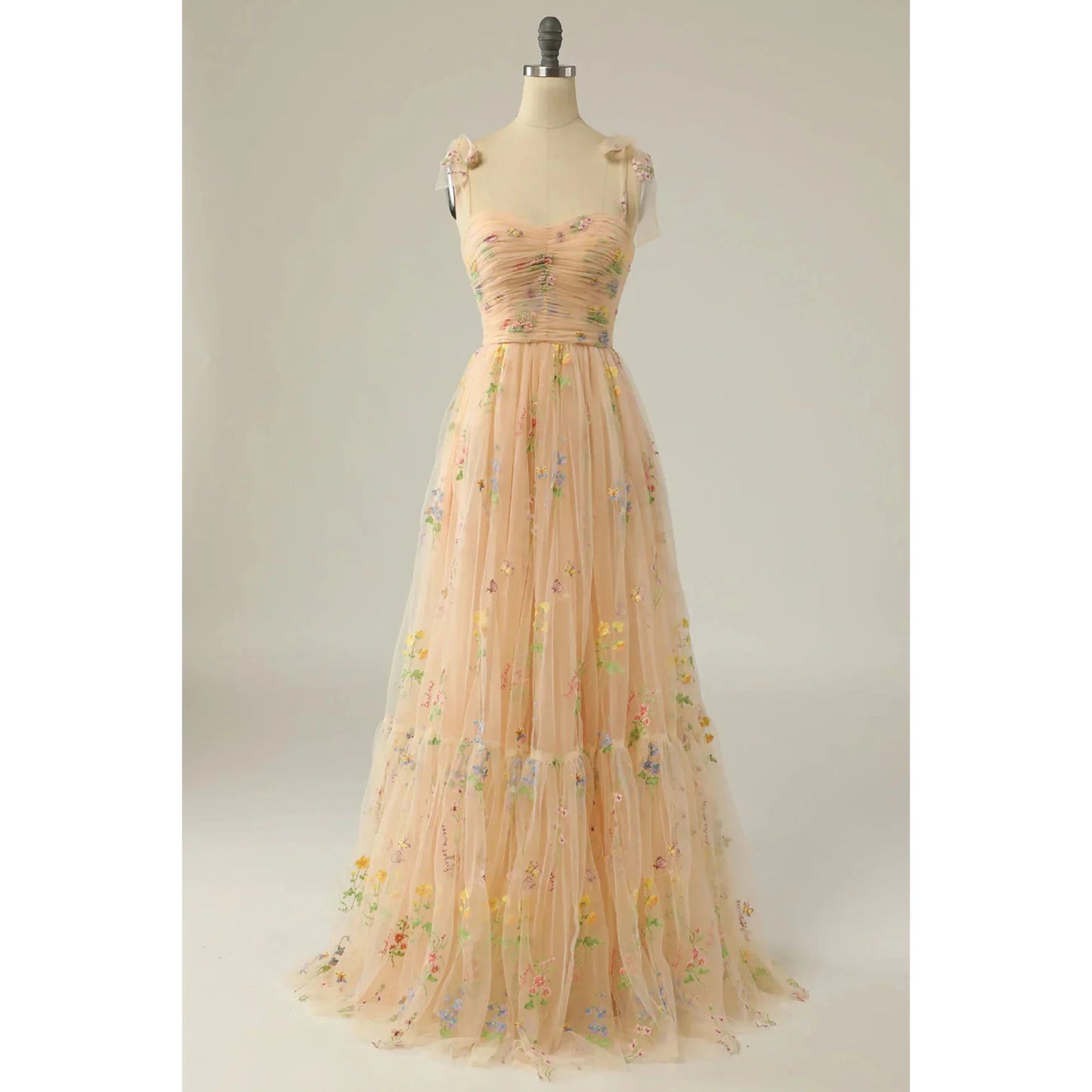 Robe Longue Élégante en Tulle Brodé pour Femmes - Marie Montel