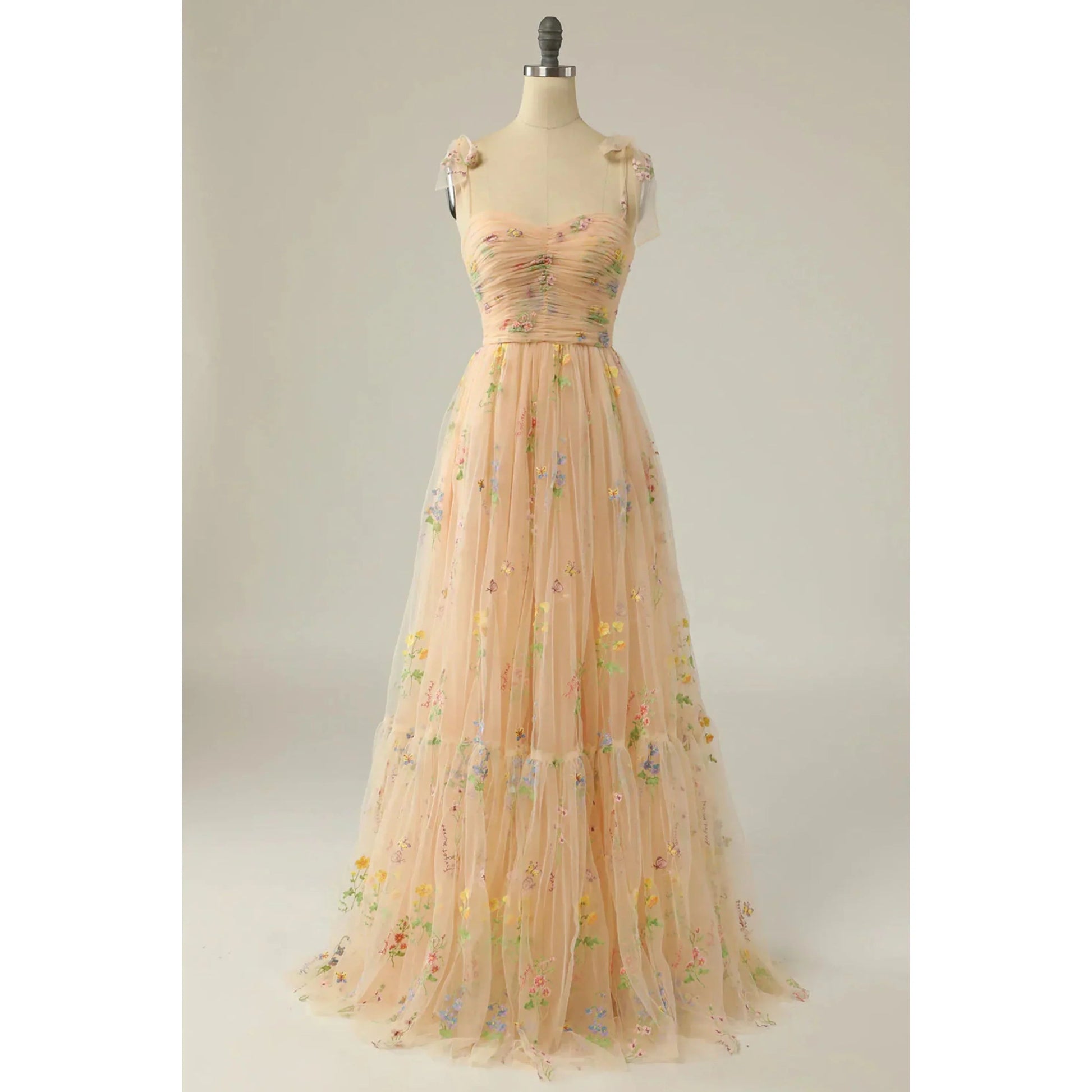 Robe Longue Élégante en Tulle Brodé pour Femmes - Marie Montel