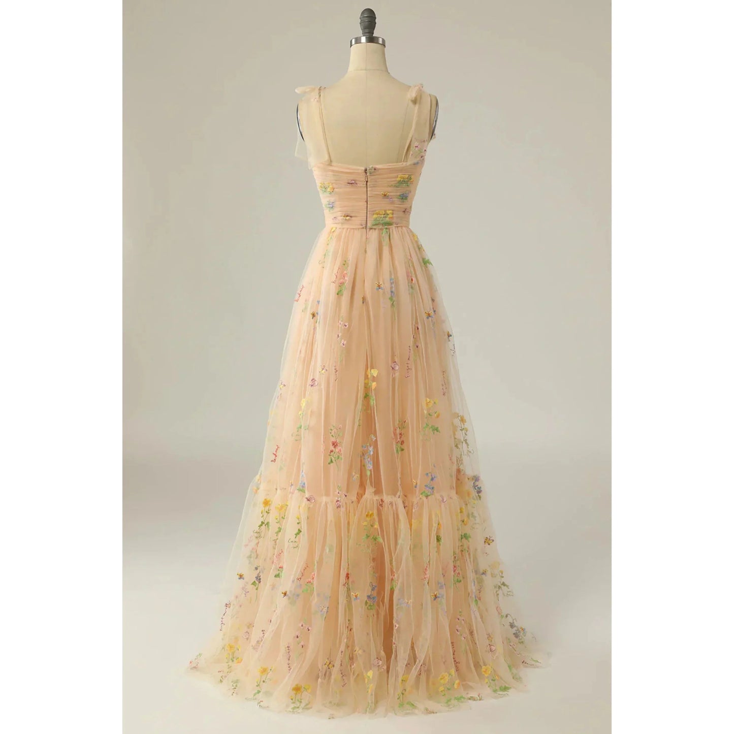 Robe Longue Élégante en Tulle Brodé pour Femmes - Marie Montel