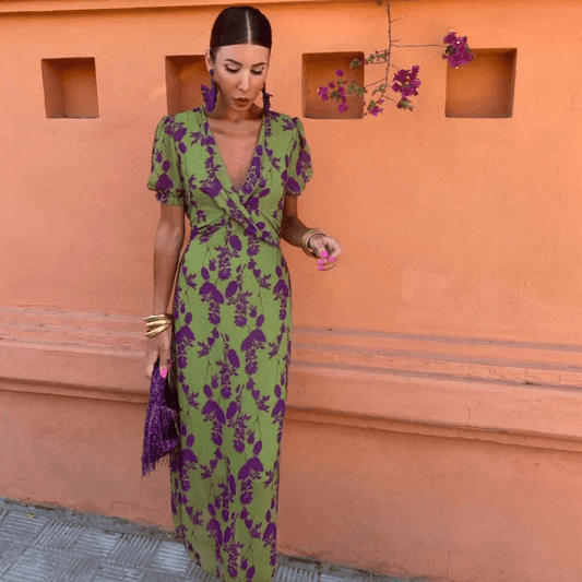 Robe Longue Plissée à Imprimé Élégant pour Femmes - Marie Montel