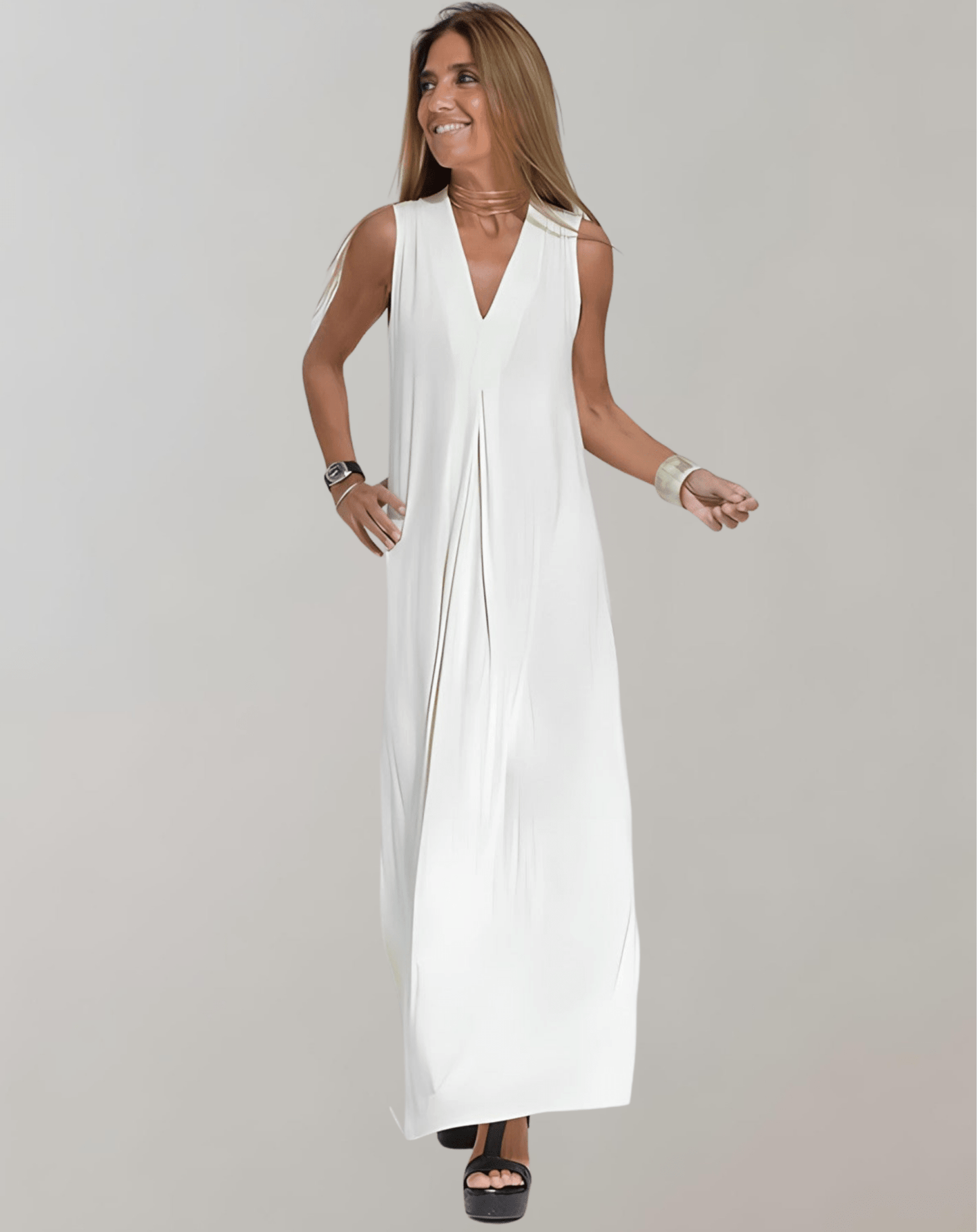 Robe Maxi à Décolleté en V pour Femmes - Marie Montel