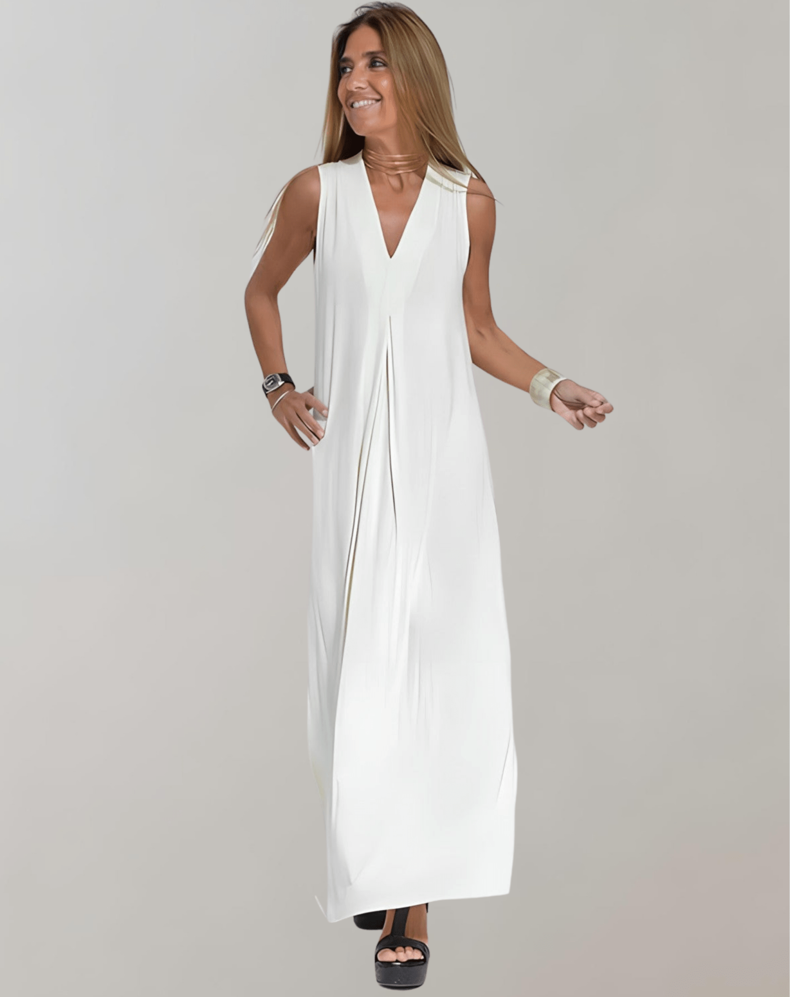 Robe Maxi à Décolleté en V pour Femmes - Marie Montel