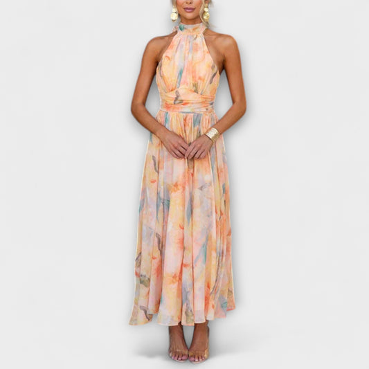 Robe Maxi Aquarelle à Dos Nu pour Femmes - Marie Montel