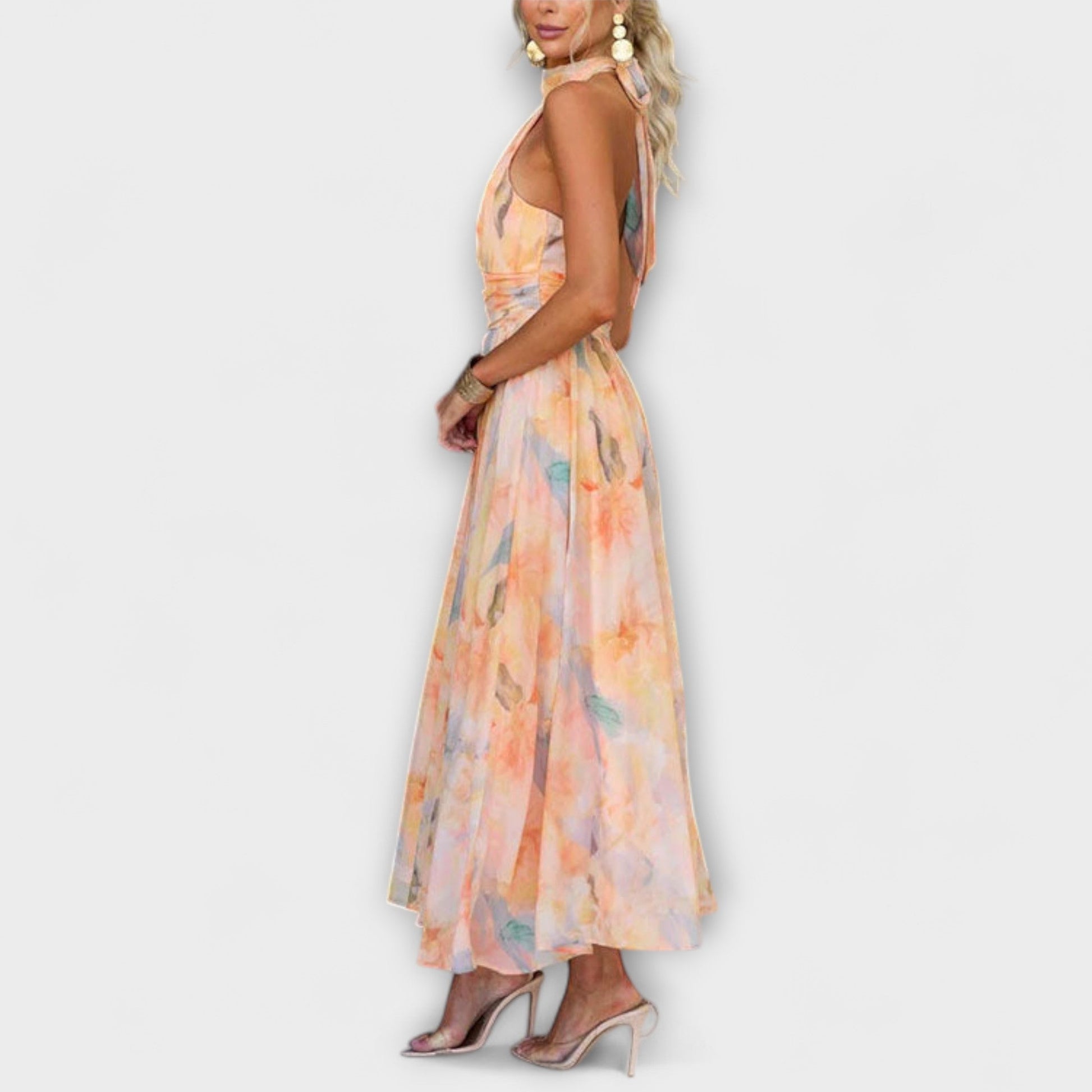 Robe Maxi Aquarelle à Dos Nu pour Femmes - Marie Montel