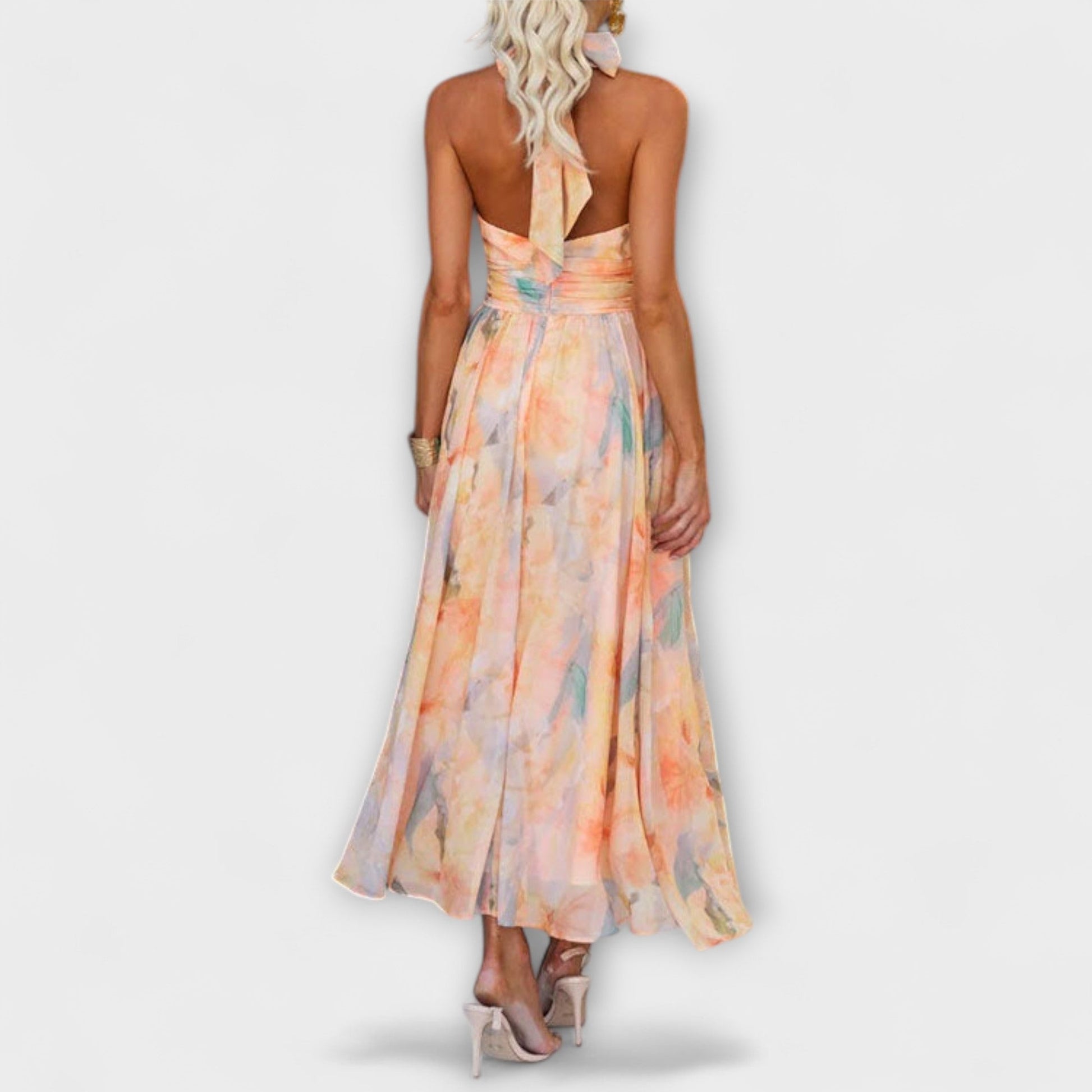 Robe Maxi Aquarelle à Dos Nu pour Femmes - Marie Montel