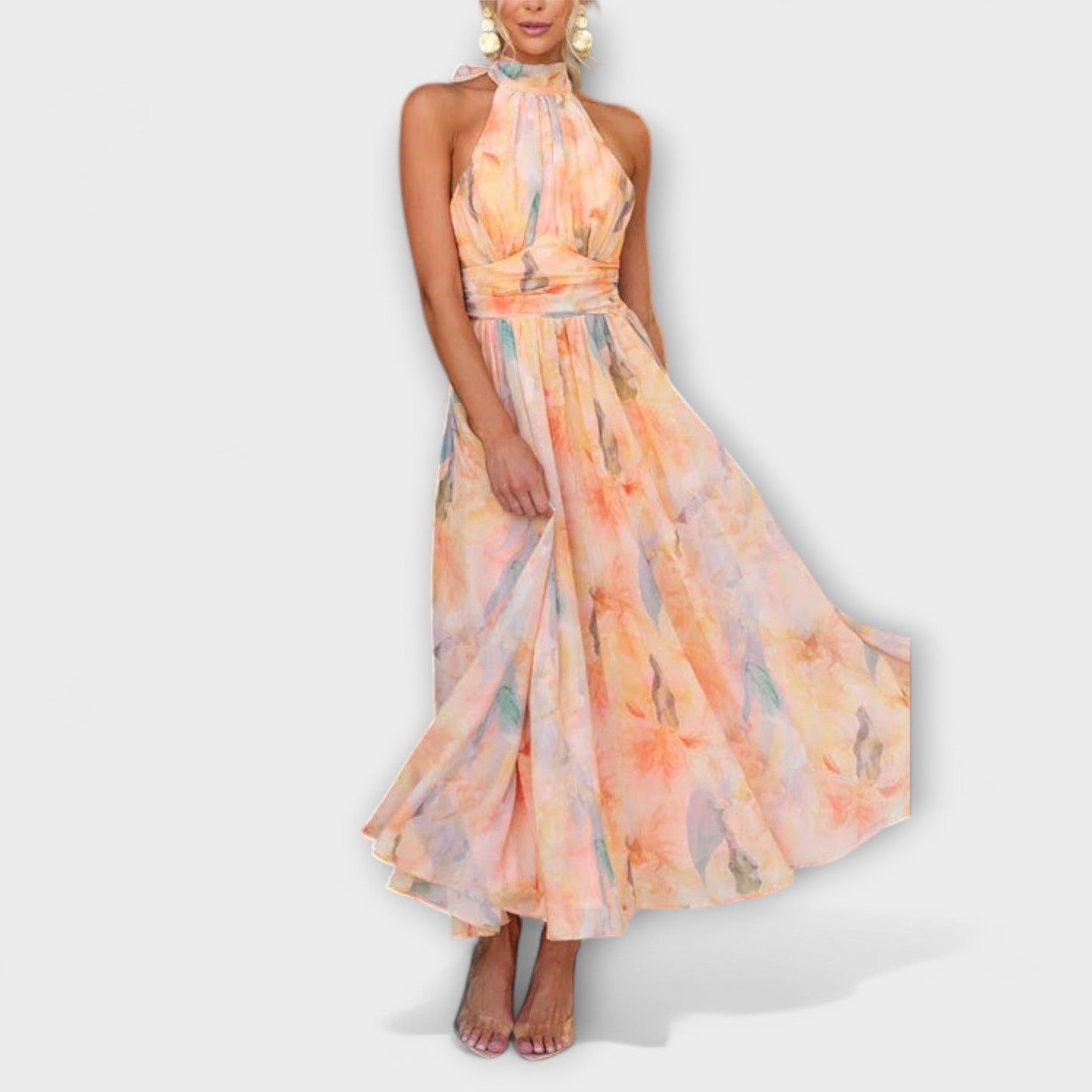 Robe Maxi Aquarelle à Dos Nu pour Femmes - Marie Montel