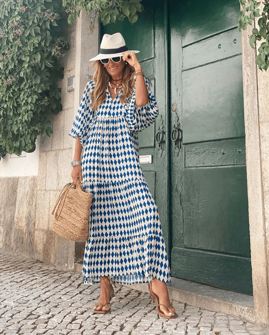 Robe Maxi Boho en Géométrie pour Femmes - Marie Montel