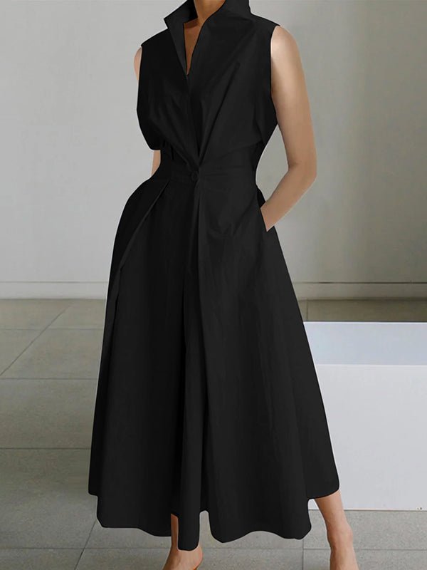 Robe Maxi Chemisier Drapée pour Femmes - Marie Montel