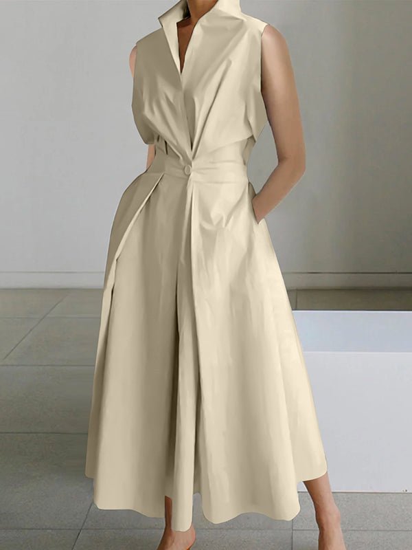Robe Maxi Chemisier Drapée pour Femmes - Marie Montel