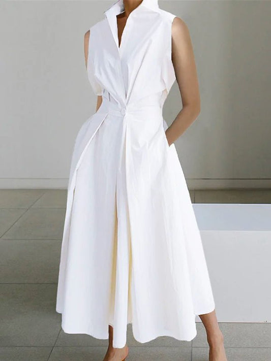 Robe Maxi Chemisier Drapée pour Femmes - Marie Montel