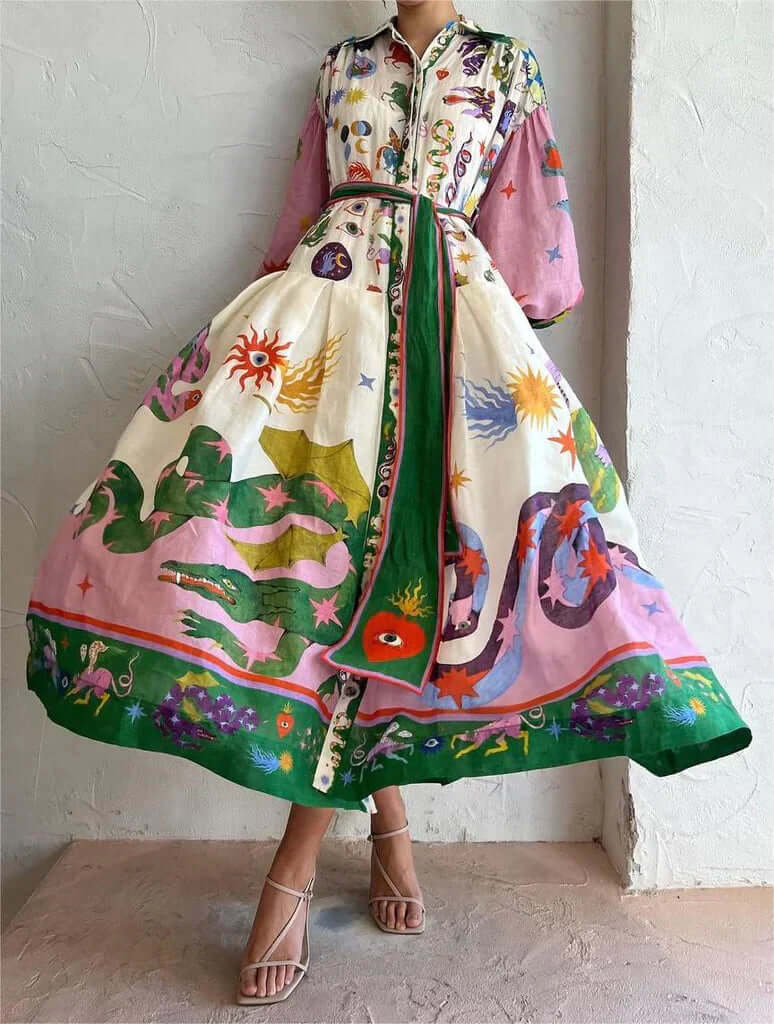 Robe Maxi Élégante à Manches Longues pour Femmes - Marie Montel