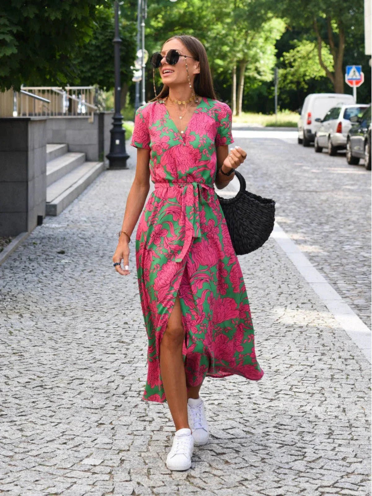 Robe Midi à Imprimé Floral pour Femmes - Marie Montel