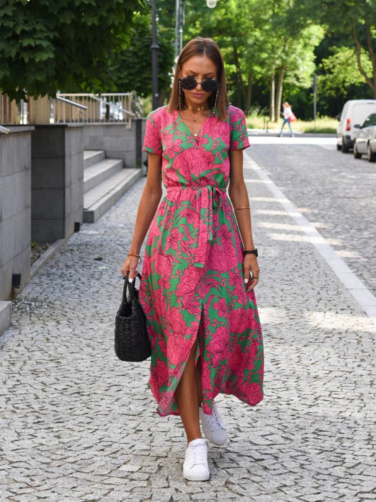 Robe Midi à Imprimé Floral pour Femmes - Marie Montel