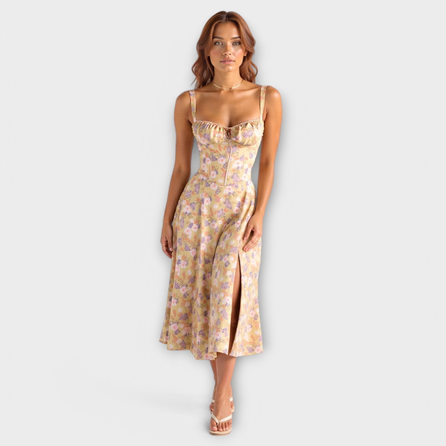Robe Midi Chic à Corsage pour Femmes - Marie Montel