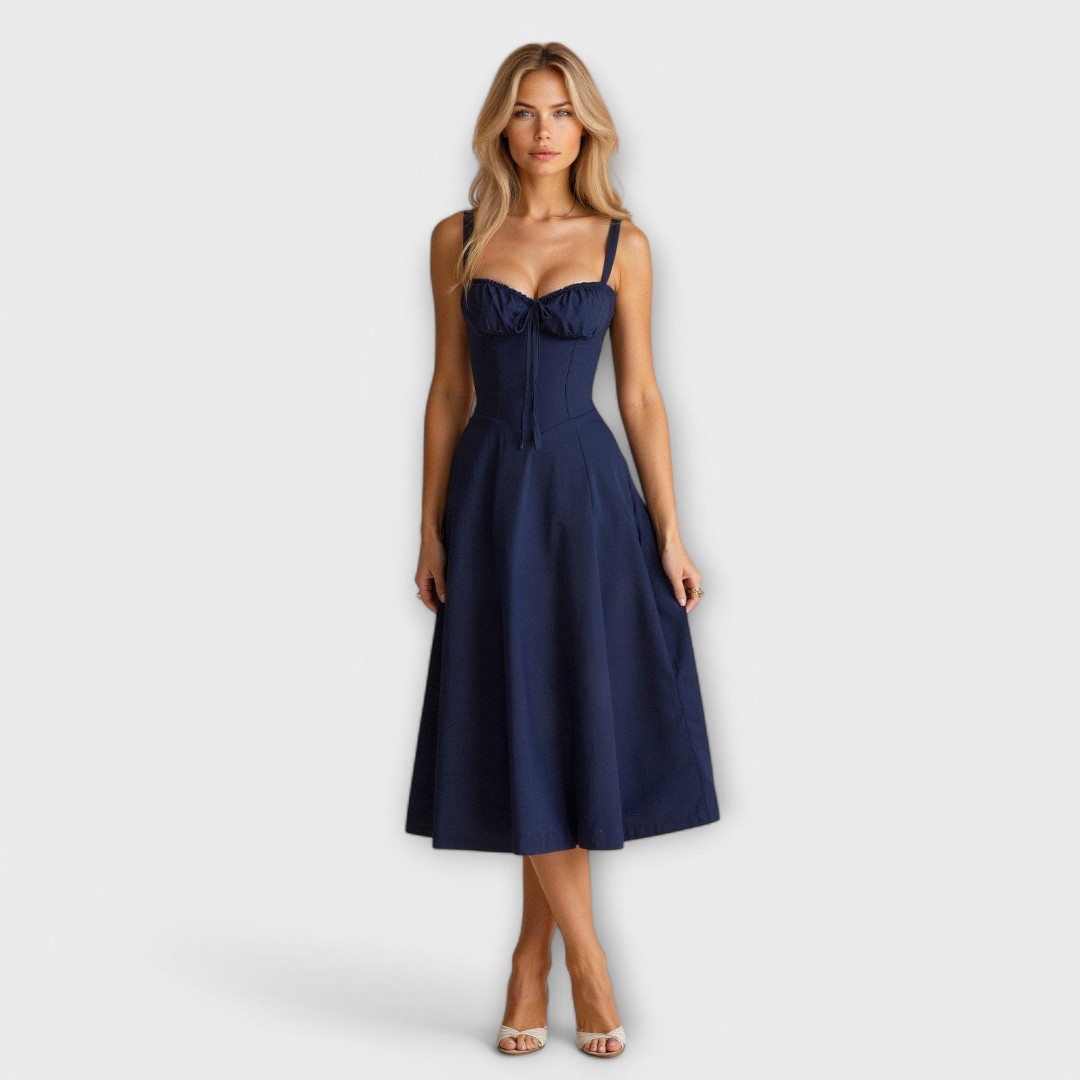 Robe Midi Chic à Corsage pour Femmes - Marie Montel