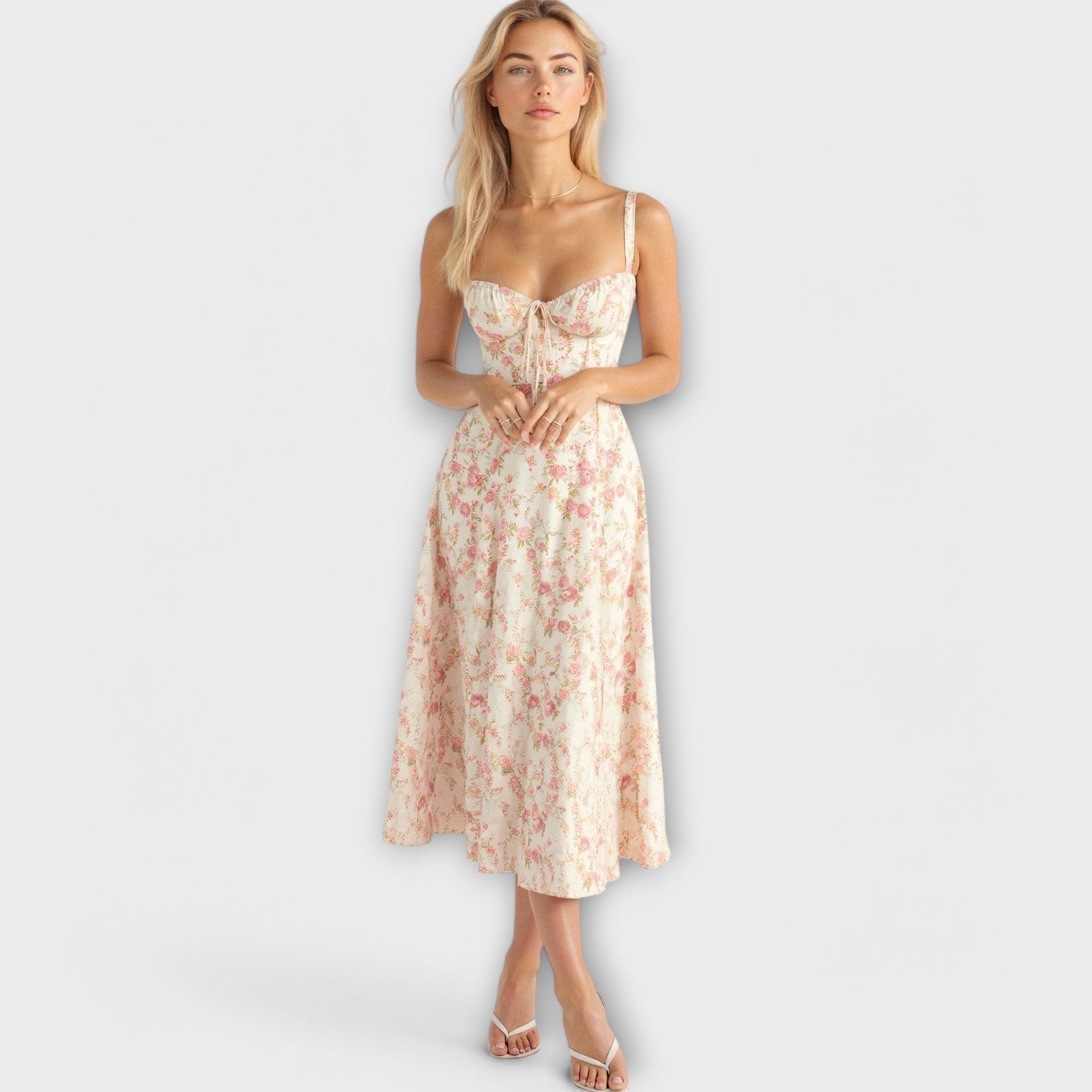 Robe Midi Chic à Corsage pour Femmes - Marie Montel