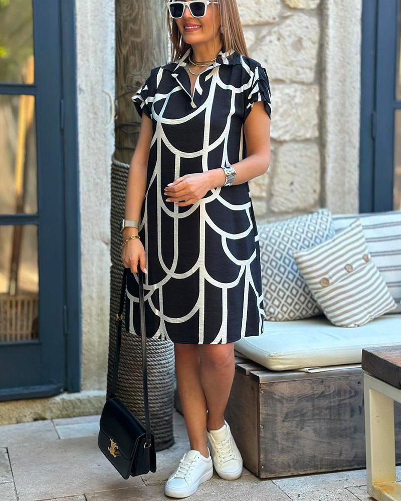 Robe Midi Élégante à Manches Courtes pour Femmes - Marie Montel
