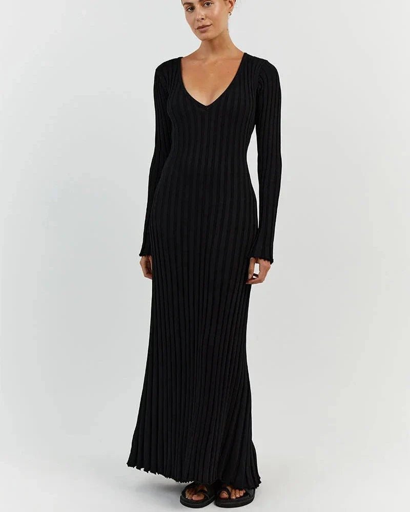 Robe Midi Élégante à Manches Longues pour Femmes - Marie Montel