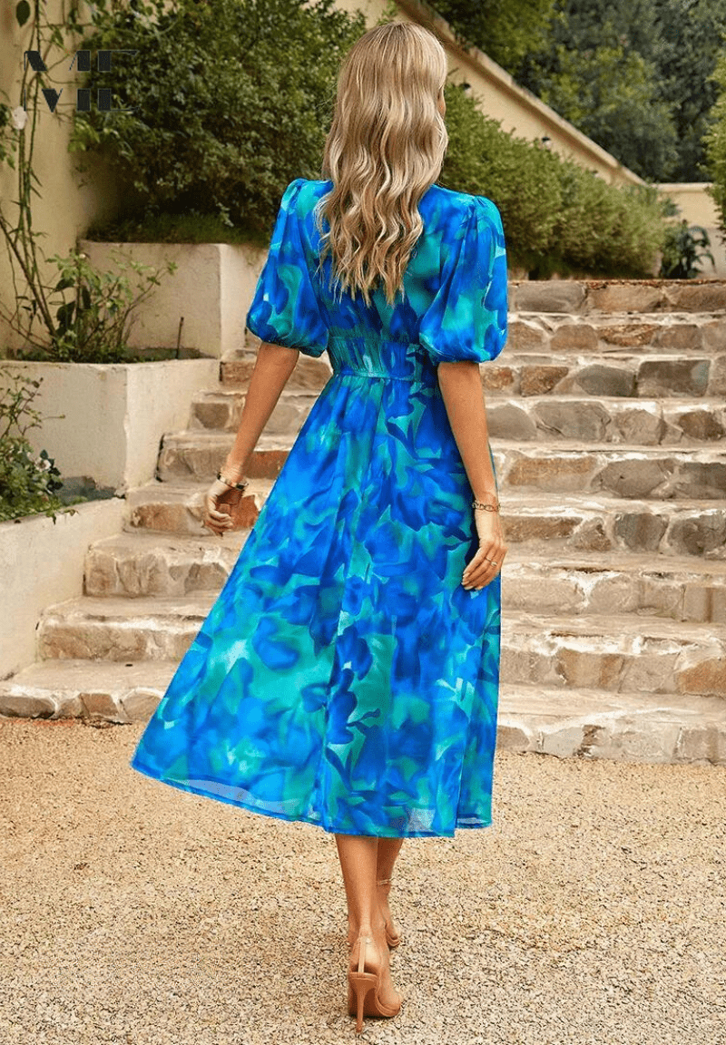 Robe Midi Élégante Multicolore pour Femmes - Marie Montel