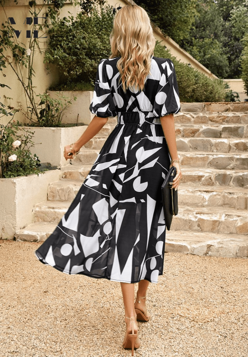 Robe Midi Élégante Multicolore pour Femmes - Marie Montel