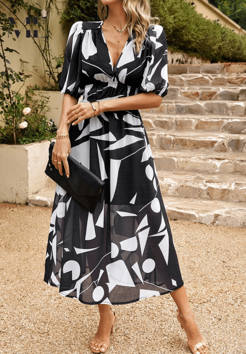 Robe Midi Élégante Multicolore pour Femmes - Marie Montel