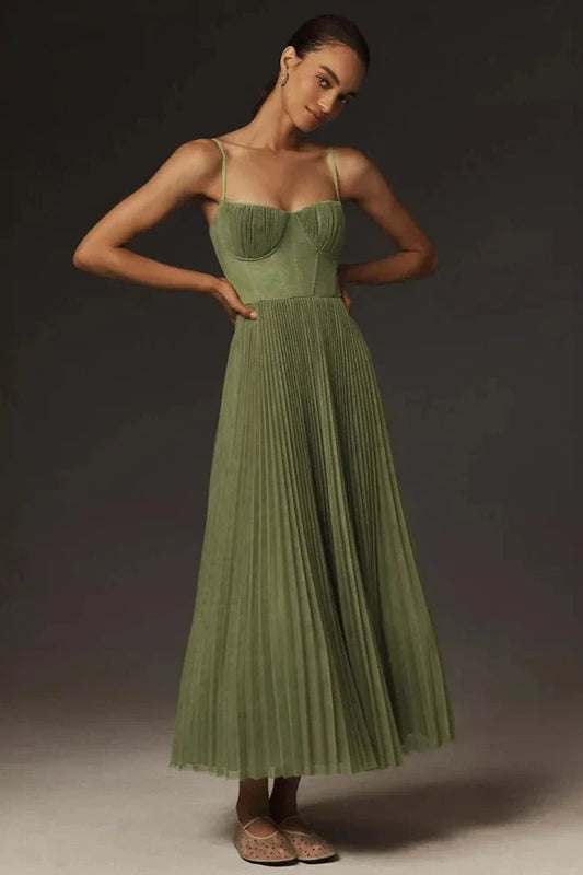 Robe Midi Élegante Plissée pour Femmes - Marie Montel