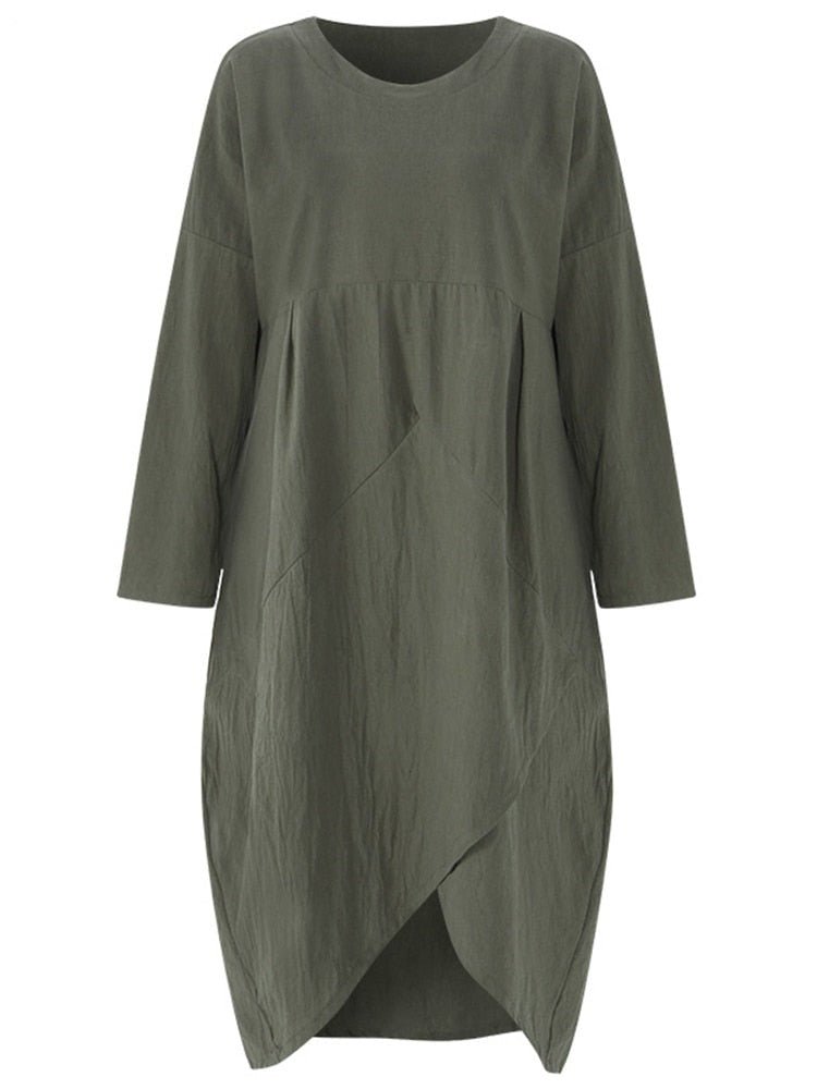 Robe Midi Irrégulière à Manches Longues pour Femmes - Marie Montel