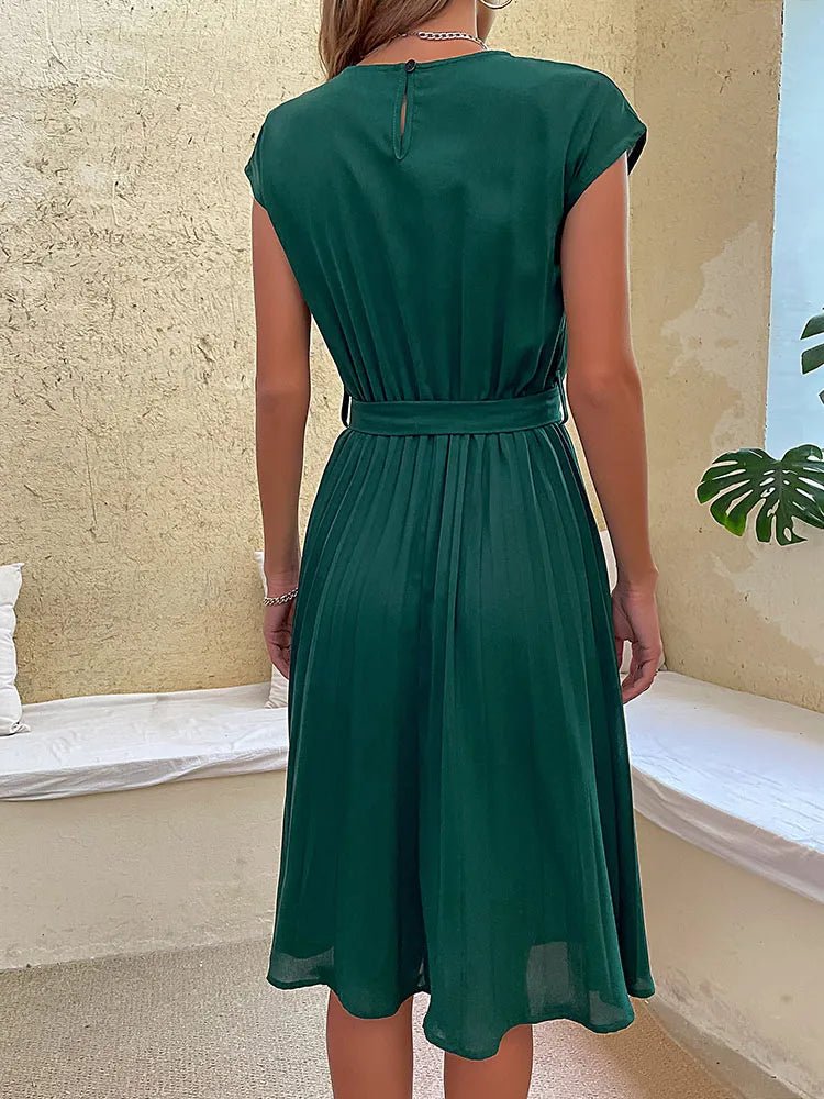 Robe Plissée à Manches Courtes pour Femmes - Marie Montel
