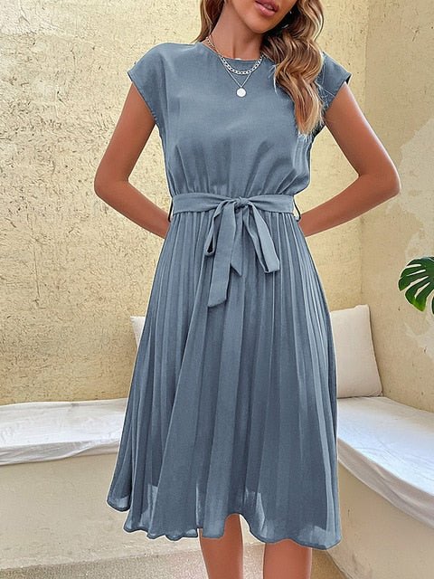 Robe Plissée à Manches Courtes pour Femmes - Marie Montel