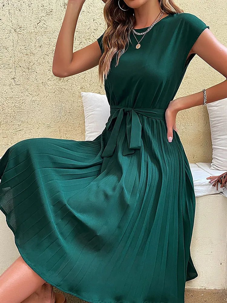 Robe Plissée à Manches Courtes pour Femmes - Marie Montel