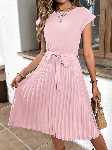 Robe Plissée à Manches Courtes pour Femmes - Marie Montel