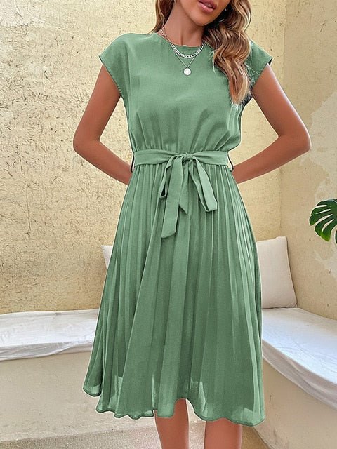 Robe Plissée à Manches Courtes pour Femmes - Marie Montel