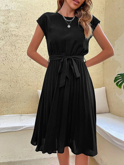 Robe Plissée à Manches Courtes pour Femmes - Marie Montel