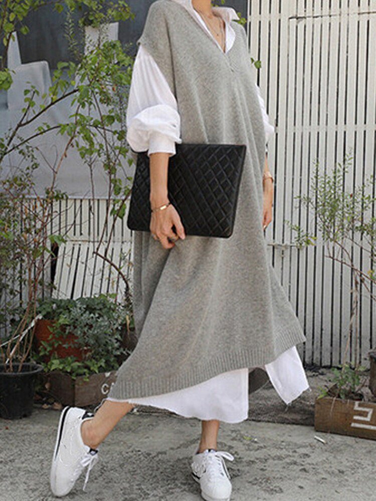 Robe Pull V - Ausschnitt Chic pour Femmes - Marie Montel