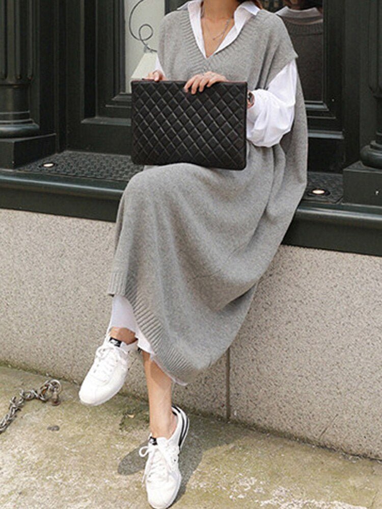 Robe Pull V - Ausschnitt Chic pour Femmes - Marie Montel