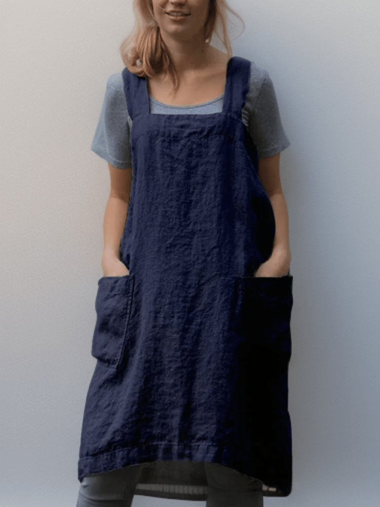 Robe Tablier en Coton Lin avec Poches pour Femmes - Marie Montel
