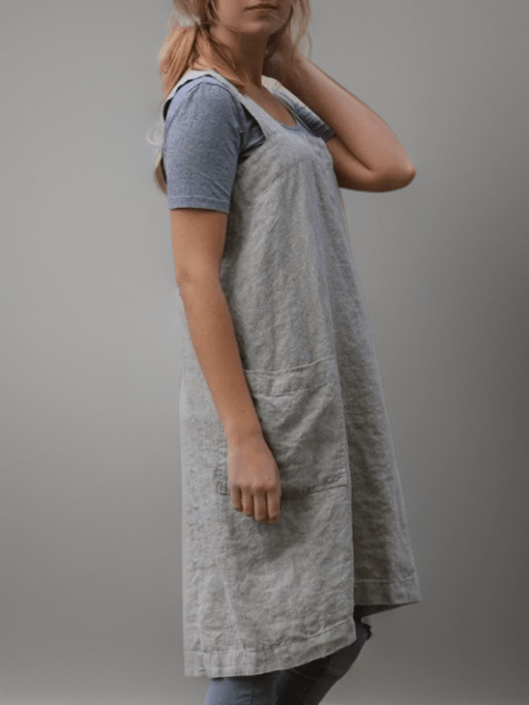 Robe Tablier en Coton Lin avec Poches pour Femmes - Marie Montel
