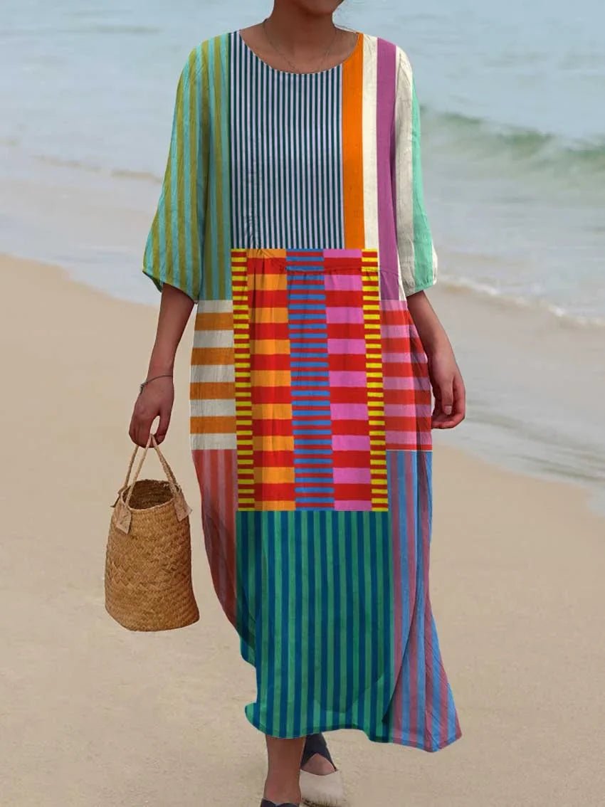 Robe Vintage à Motifs Géométriques pour Femmes - Marie Montel