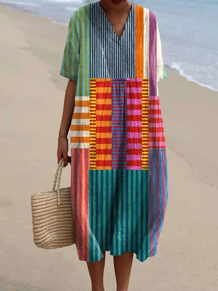Robe Vintage à Motifs Géométriques pour Femmes - Marie Montel